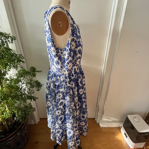 TATYANA 50's Style Blue and White Embroidered Snowflake Swing Dress Size XL - Picture 4 of 11